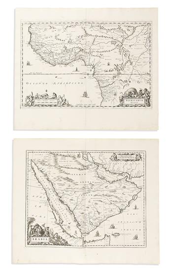 (AFRICA and the MIDDLE EAST.) Blaeu family. Group of 3 double-page engraved maps.